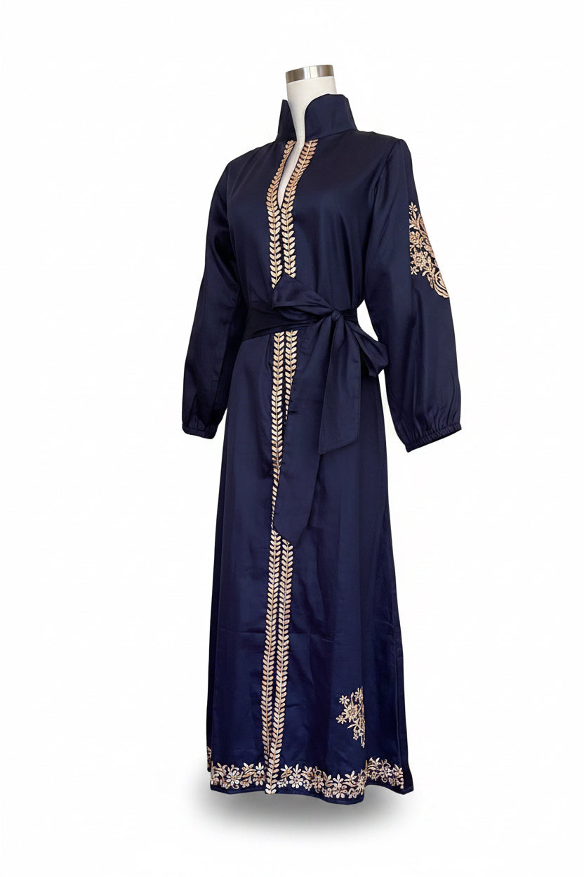Navy Embroidered Caftan