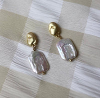 Gold Molten Freshwater Pearl Earrings