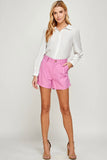 Pink Pleated Shorts