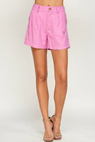 Pink Pleated Shorts