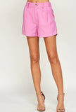 Pink Pleated Shorts