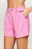 Pink Pleated Shorts