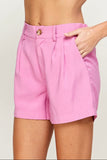 Pink Pleated Shorts